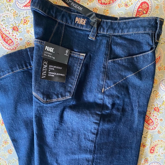 Paige Leenah Slim Wide-Leg Denim Jeans - Picture 3 of 10